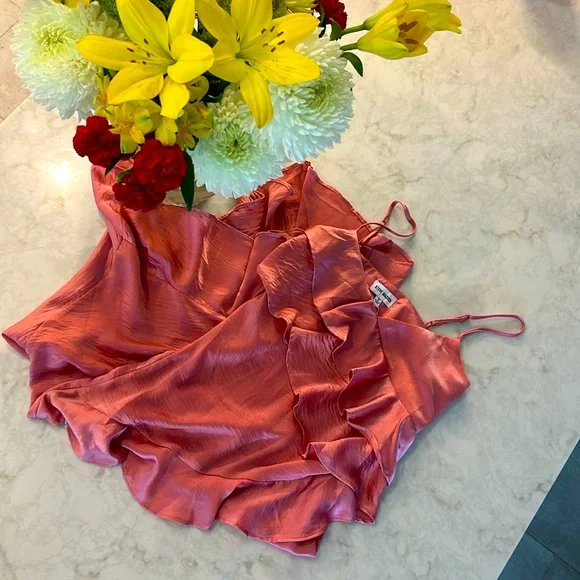 NWT Steve Madden - Christina Ruffle Satin Midi Dress - Picture 7 of 10